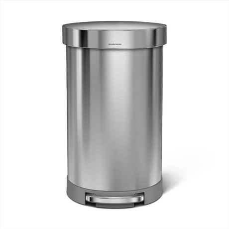 Poubelle à pédale semi-circulaire Simplehuman - 45 litres - avec rebord de poche - inox brossé
