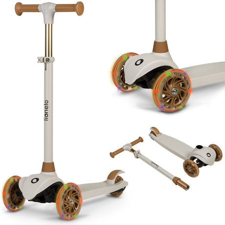 Trottinette enfant Lionelo jessy - trottinette 3 roues - jouets pour enfants à partir de 3 ans - jusqu'à 50kg - éclairage LED dans les roues - hauteur réglable 65-70-75-80 cm