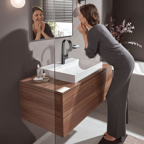 Hansgrohe Vivinis mitigeur lavabo 210 avec bec orientable et bonde extractible chrome noir brossé