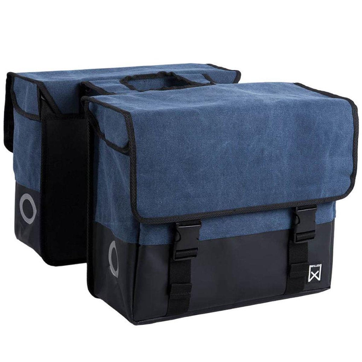 Sacoche de vélo double Willex - toile - réflexion - 48 litres - montage universel - bleu noir mat