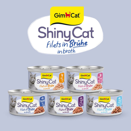 Gimcat 24 x 70 g - filets de Shinycat au bouillon de poulet