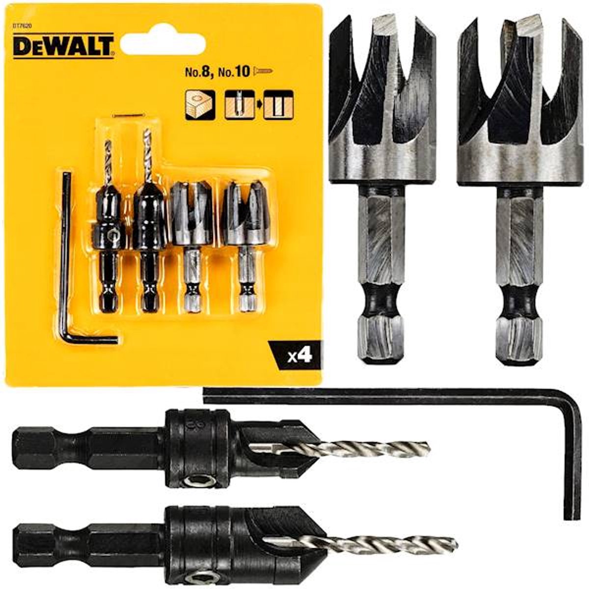 Dewalt dt7620-qz - ensemble combiné d'outils - 4 pièces - travail du bois - tige hexagonale