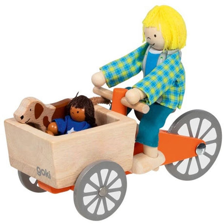 Vélo cargo en bois Goki Dollhouse avec enfant et chien