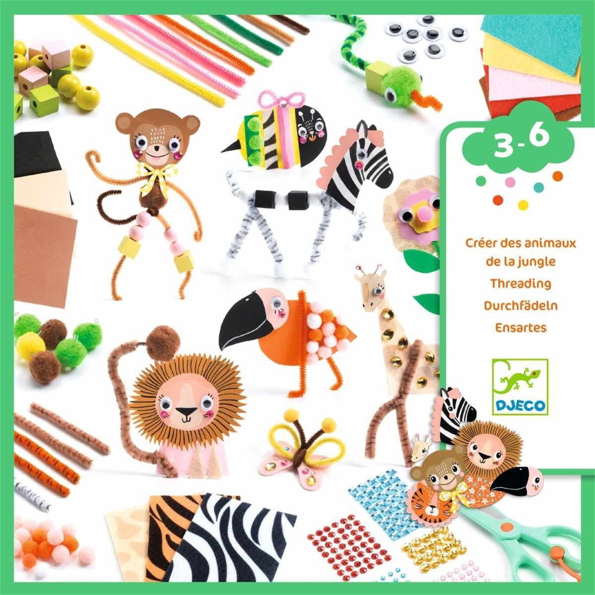 Djeco boîte artisanale création d'animaux de la jungle fsc mix - set de bricolage.