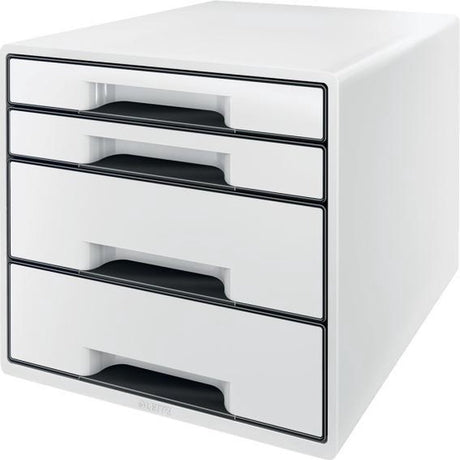 Caisson à tiroirs Leitz wow cube avec 4 tiroirs - rangement avec compartiments - pour le bureau et le travail à domicile - idéal pour le bureau à domicile - blanc gris