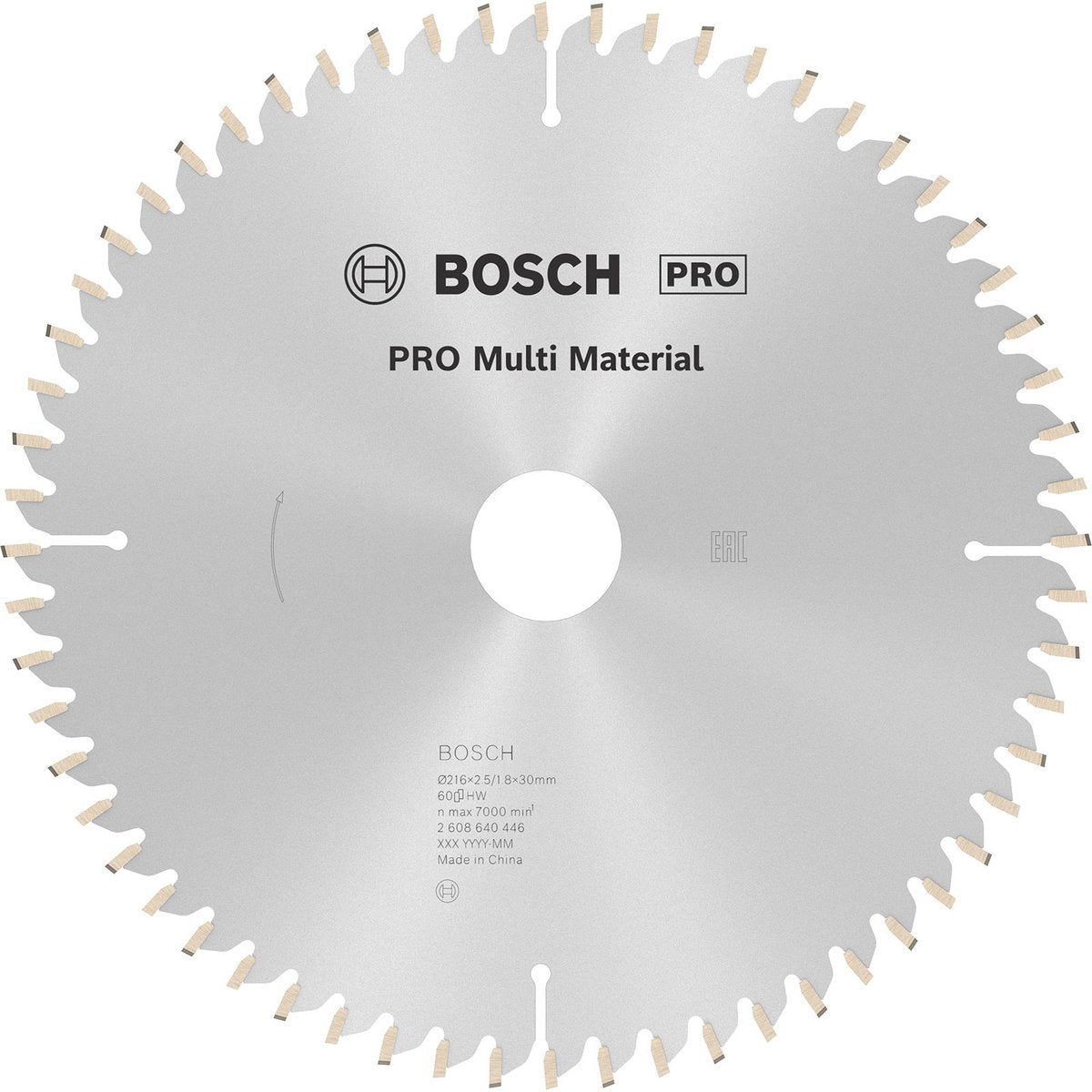 Bosch accessoires lame de scie circulaire multi-matériaux 216 x 30 x 2,5 mm, 60 1 pc - 2608640446