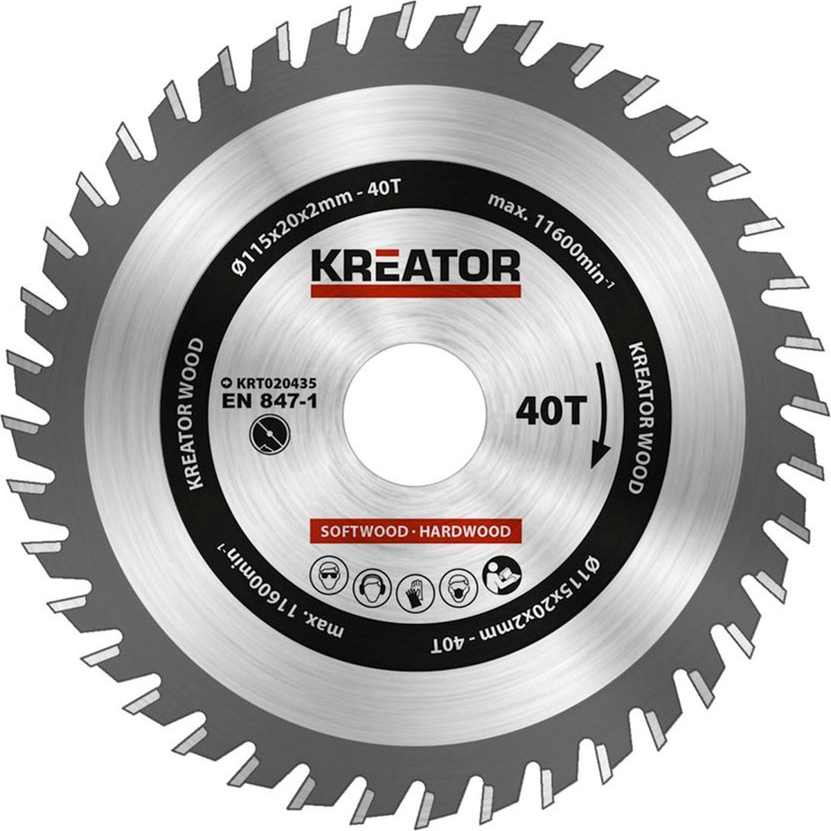Kreator krt020435 lame de scie bois - ø115 mm - 40 t