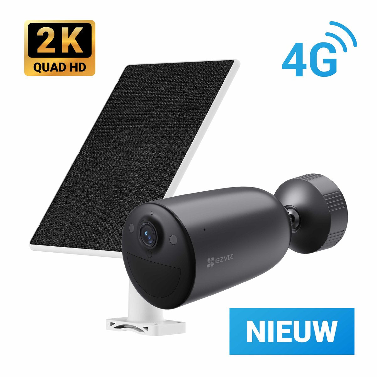 Kit Ezviz eb3 4g - Caméra de sécurité 2k Panneau solaire 5w - Alimenté par IA - Défense active par détection de mouvement - Assistant Google Amazon Alexa
