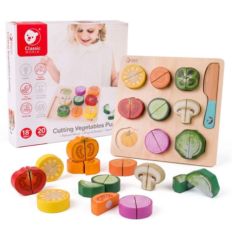 Légumes à couper en bois du monde classique, 20 pcs.