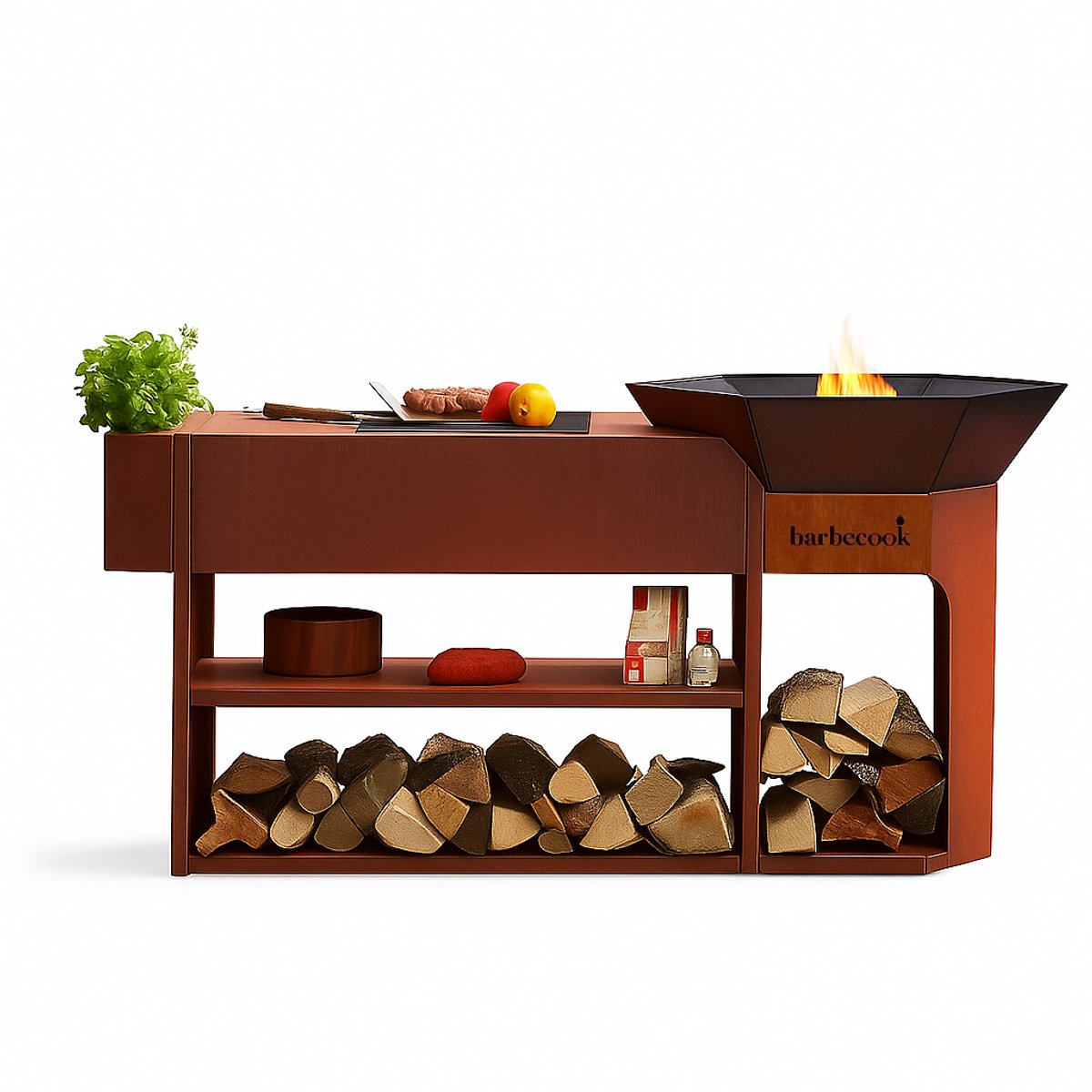 Barbecook îlot Nestor - acier corten - 190x55x100cm