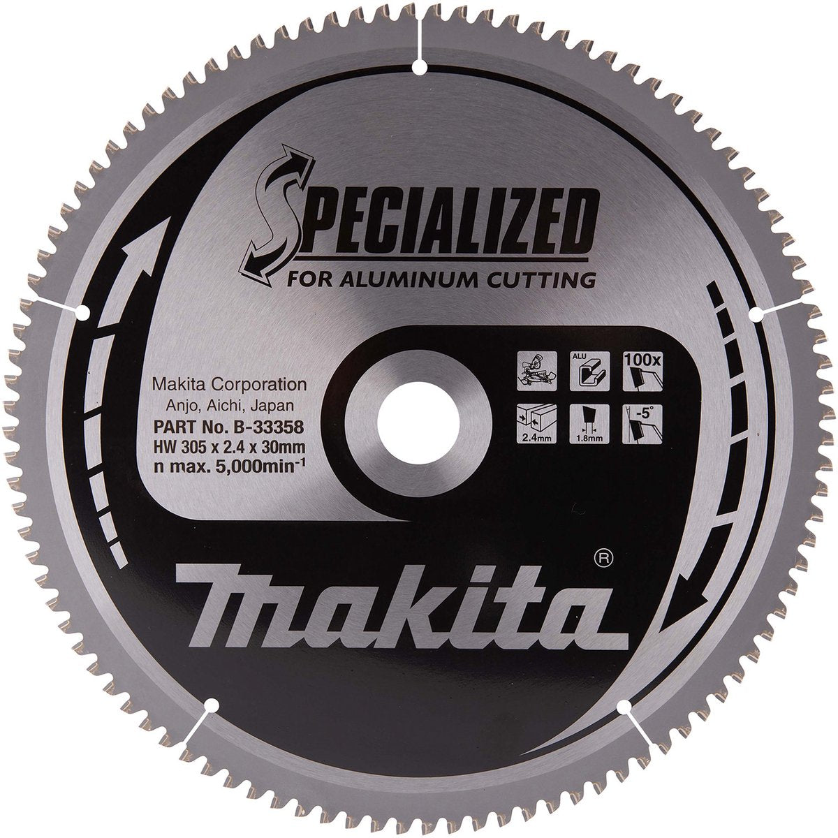 Lame de scie transversale Makita pour aluminium | spécialisé | ø 305mm trou d'axe 30mm 100t - b-33358
