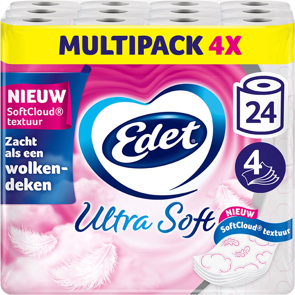 Papier toilette ultra doux Edet - 4 couches - 24 rouleaux - pack économique