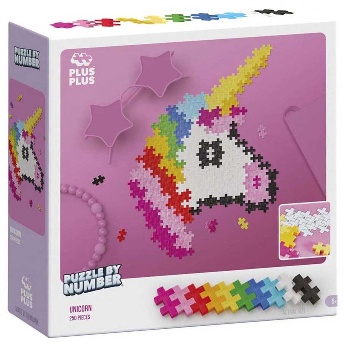 Puzzle plus-plus par numéro licorne 250 pièces - 3929 - puzzle et jouets de construction en un - à partir de 5 ans