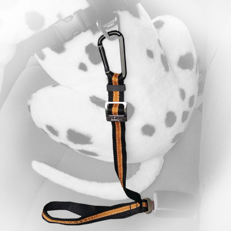Kurgo directement à l'attache de ceinture de sécurité - sangle de sécurité pour support de ceinture de sécurité - cliquez et prêt - en toute sécurité sur la route - orange ou bleu - noir orange