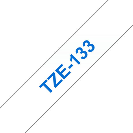 Brother tz-133 12mm - bleu sur transparent - laminé (8m)