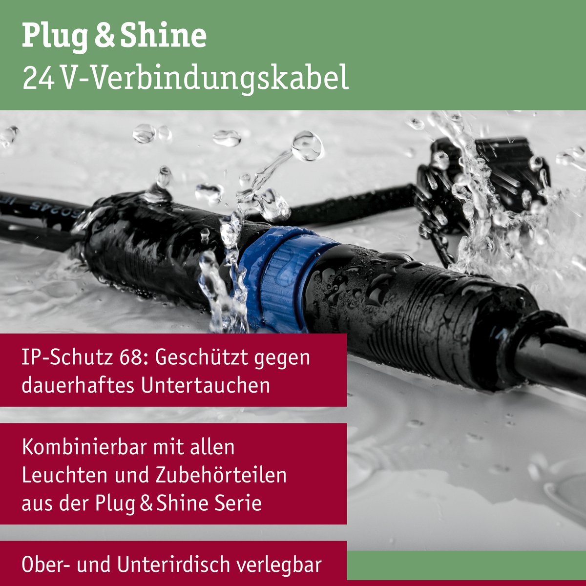 Câble Paulmann plug Shine 15m 7 sorties ip68 noir