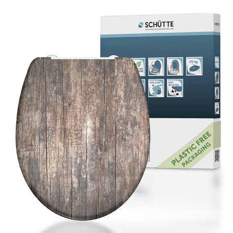 Siège de toilette Schütte avec vieux Duroplast en bois à linge avec imprimé