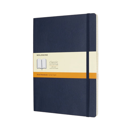 Carnet classique Moleskine - extra large - couverture souple - ligné - bleu saphir