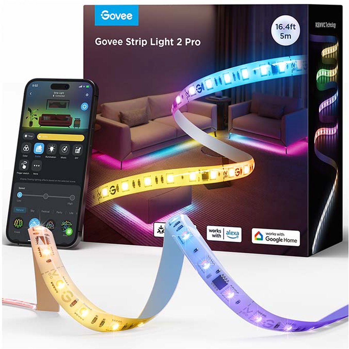 Bande LED intelligente Govee 5 m matière rgbicww - peut être raccourcie