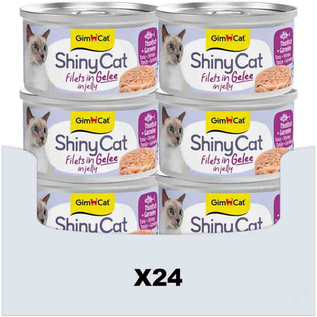 Gimcat 24 x 70 g - filets de Shinycat en gelée de thon + crevettes