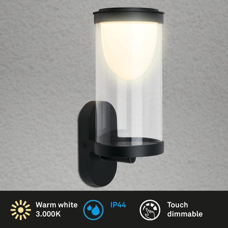 Briloner - applique murale à batterie LED - tactile - batterie remplaçable - noir - circuit imprimé remplaçable - 24 x 12 x 10 cm - noir