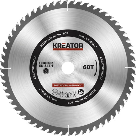 Kreator krt020437 zaagblad hout ø235mm 60t