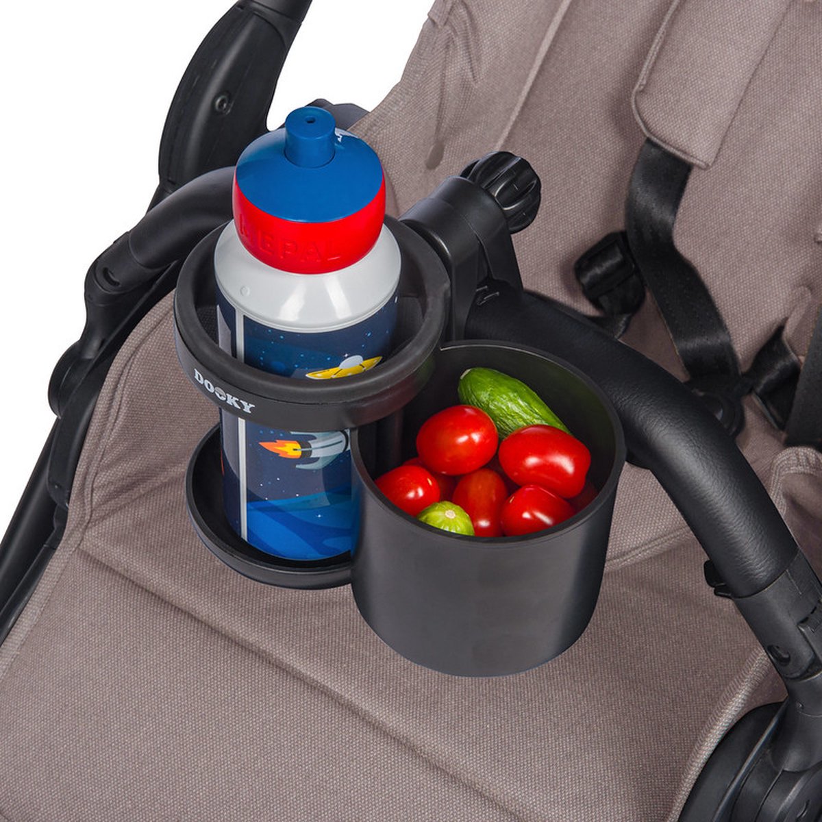 Porte-gobelets et collations Dooky – support de poussette universel pour tasses de collations – compact, pratique et facile à nettoyer