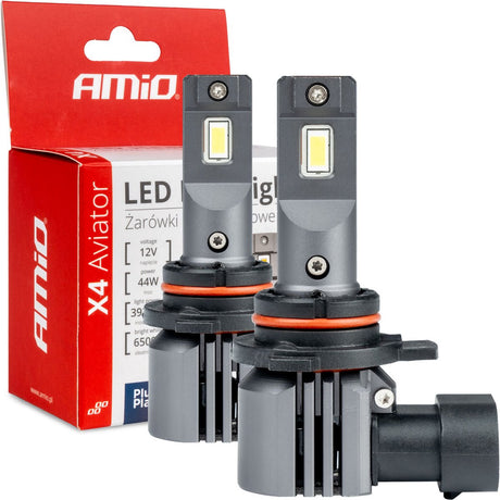 Amio phares LED série x4 aviateur hir2 9012 6500k max 44w feux de croisement blanc