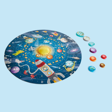 Puzzle Hape du système solaire avec soleil LED et planètes en bois - 93 pièces - à partir de 5 ans
