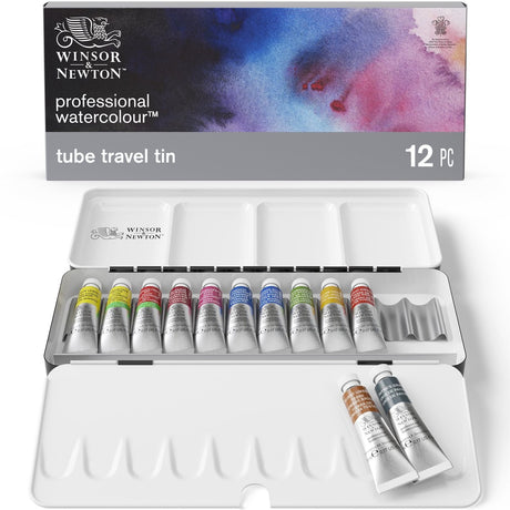Winsor Newton aquarelle professionnelle 12 tubes 5 ml boîte en métal léger