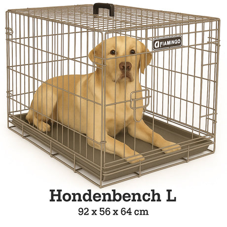 Caisse pour chien Flamingo l – caisse pour chien pliable voiture – cage pour chien cage métallique taupe – 92x56x64 cm – caisse pour chien ebo taupe