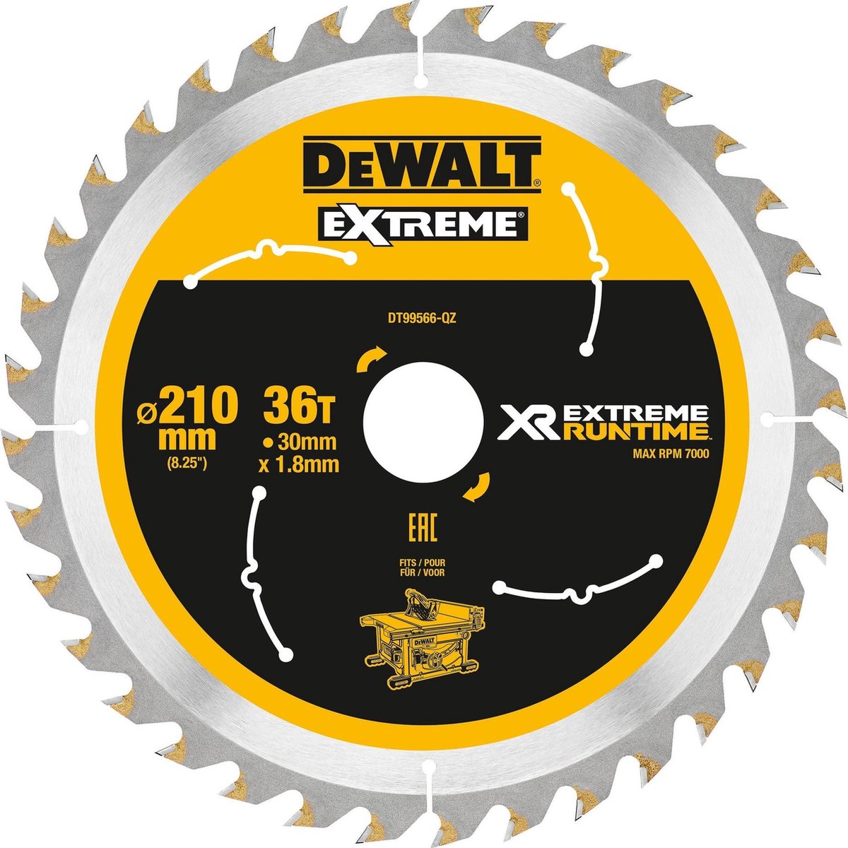 Lame de scie circulaire Dewalt dt99566 xr 210x30mm 36t