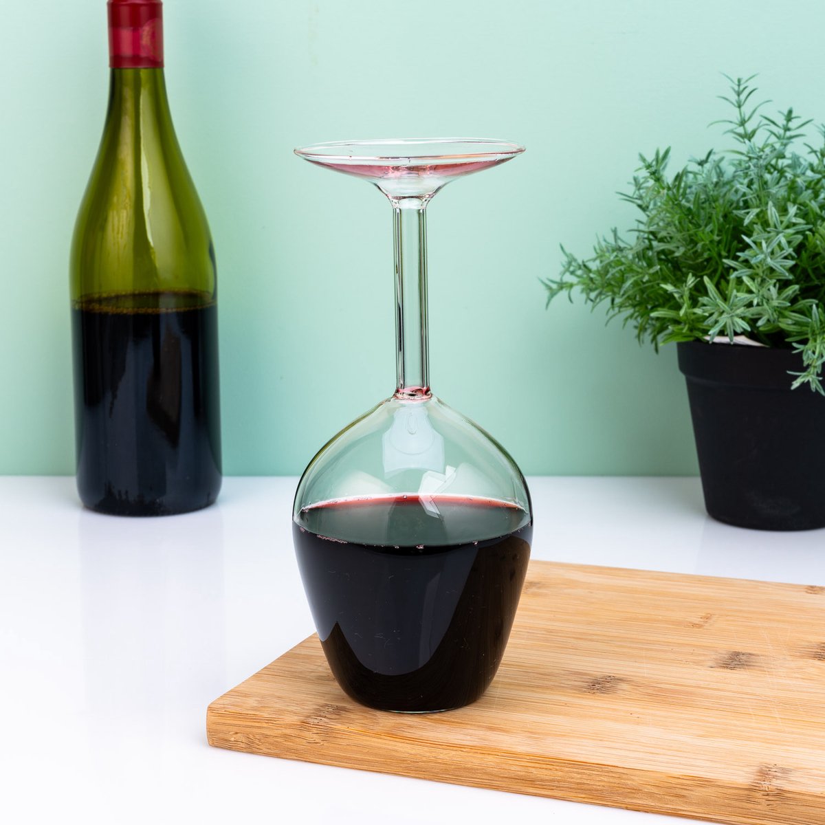 Verre à vin inversé Mikamax – Verre à vin inversé – Verre à vin – Cadeau amusant – 350 ml – Verre transparent