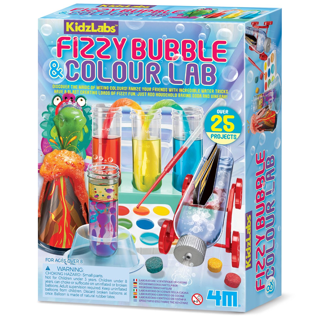 4m science et jeux - bulles pétillantes - et laboratoire de couleurs - pack duo - 25 projets - kidzlabs - 5+