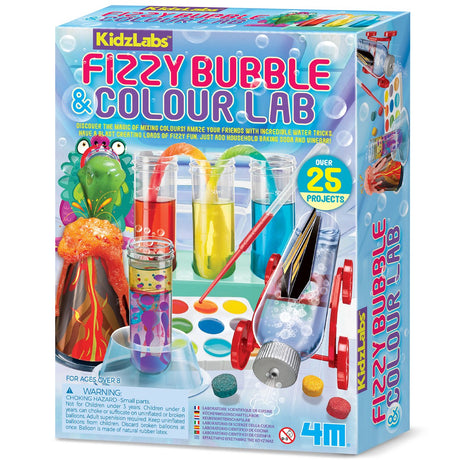4m science et jeux - bulles pétillantes - et laboratoire de couleurs - pack duo - 25 projets - kidzlabs - 5+