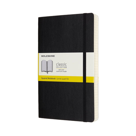 Carnet classique Moleskine - étendu - grand - couverture souple - à carreaux - noir