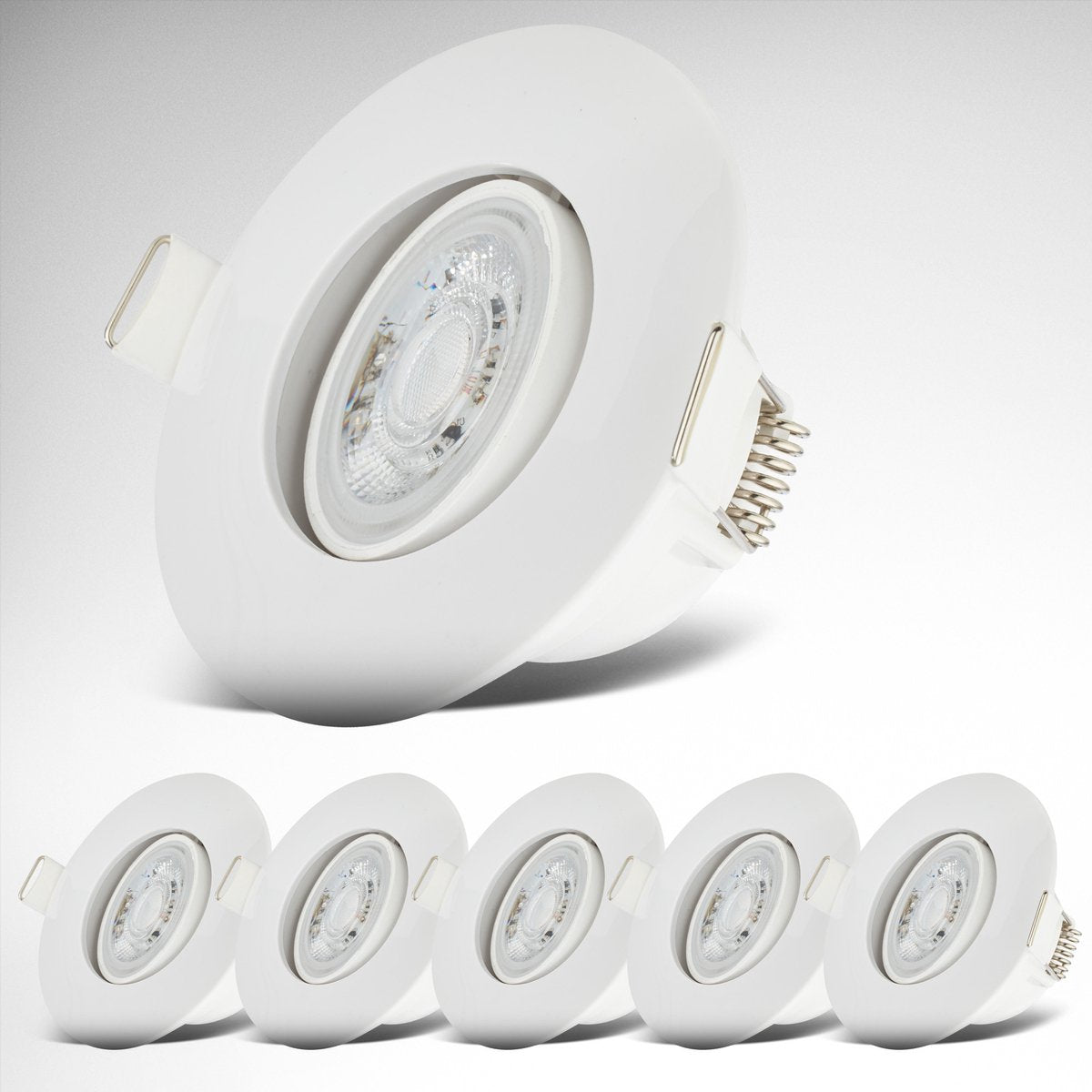 B.K.licht - Spots encastrables LED pour salle de bain - blanc - lot de 6 - éclairage de salle de bain - IP65 - inclinable - 9 x 4,2 cm (PxH)