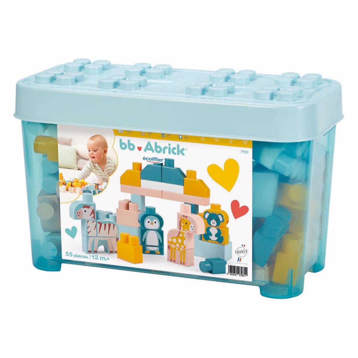 Boîte d'animaux de blocs de construction Abrick - Jouets de construction colorés de 55 pièces.