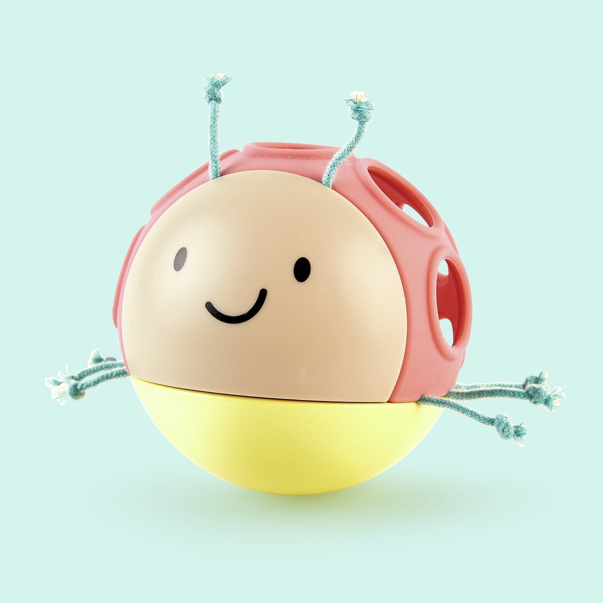 Hochet coccinelle Hape – jouet pour bébé en bois avec clochette, jouet de dentition et base oscillante, à partir de 10 mois
