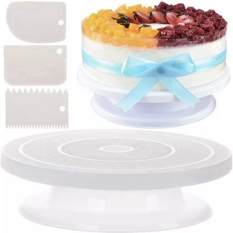 Support à gâteau rotatif Ruhhy avec spatules de décoration – facilite la cuisson.