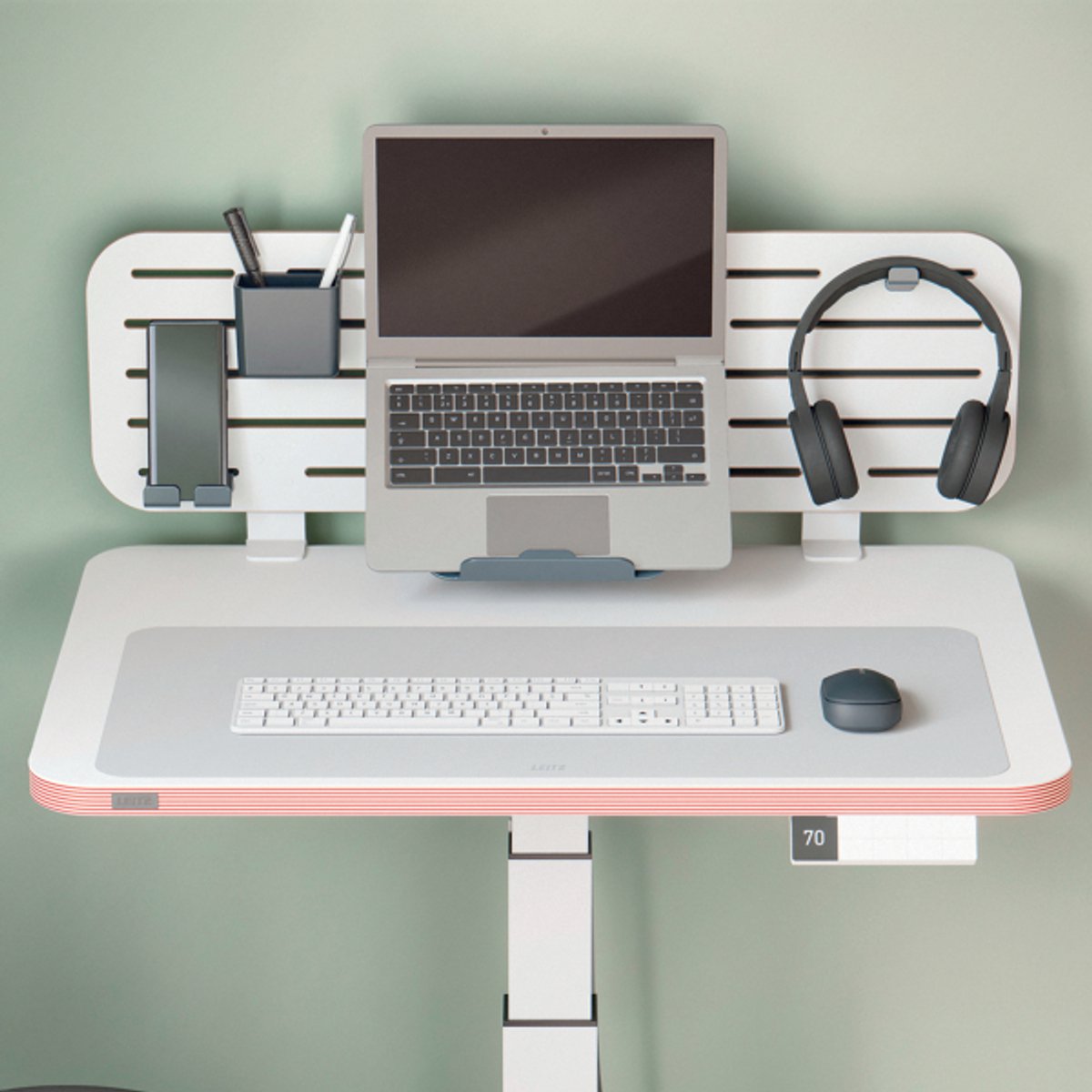 Leitz grand sous-main en cuir 70x36 cm - cuir recyclé - antidérapant - pour clavier souris - gris