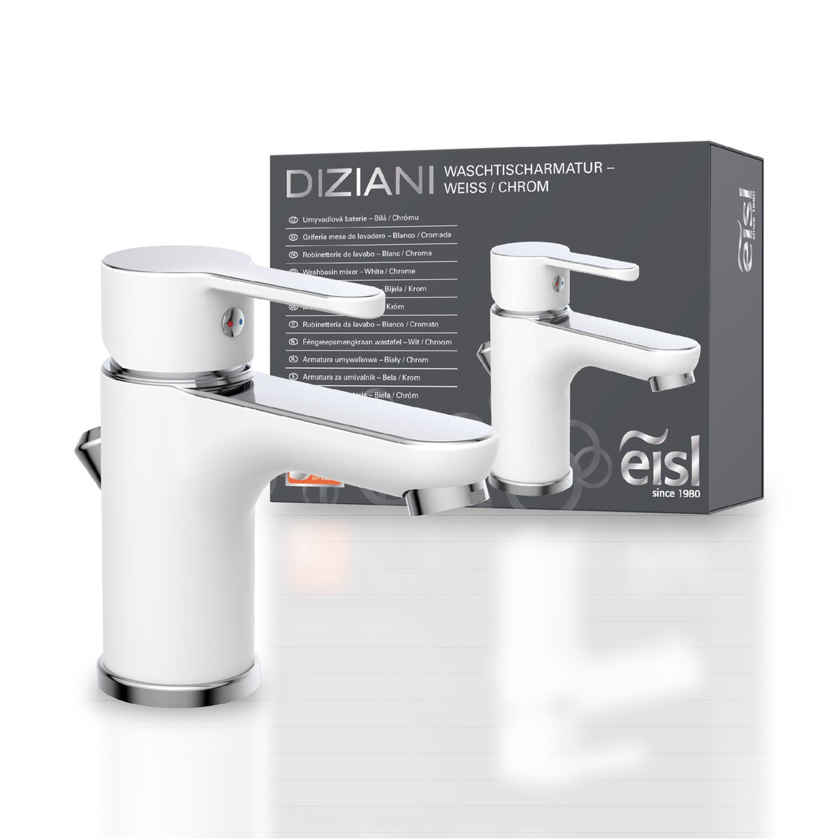 Eisl mitigeur de lavabo diziani blanc et chrome