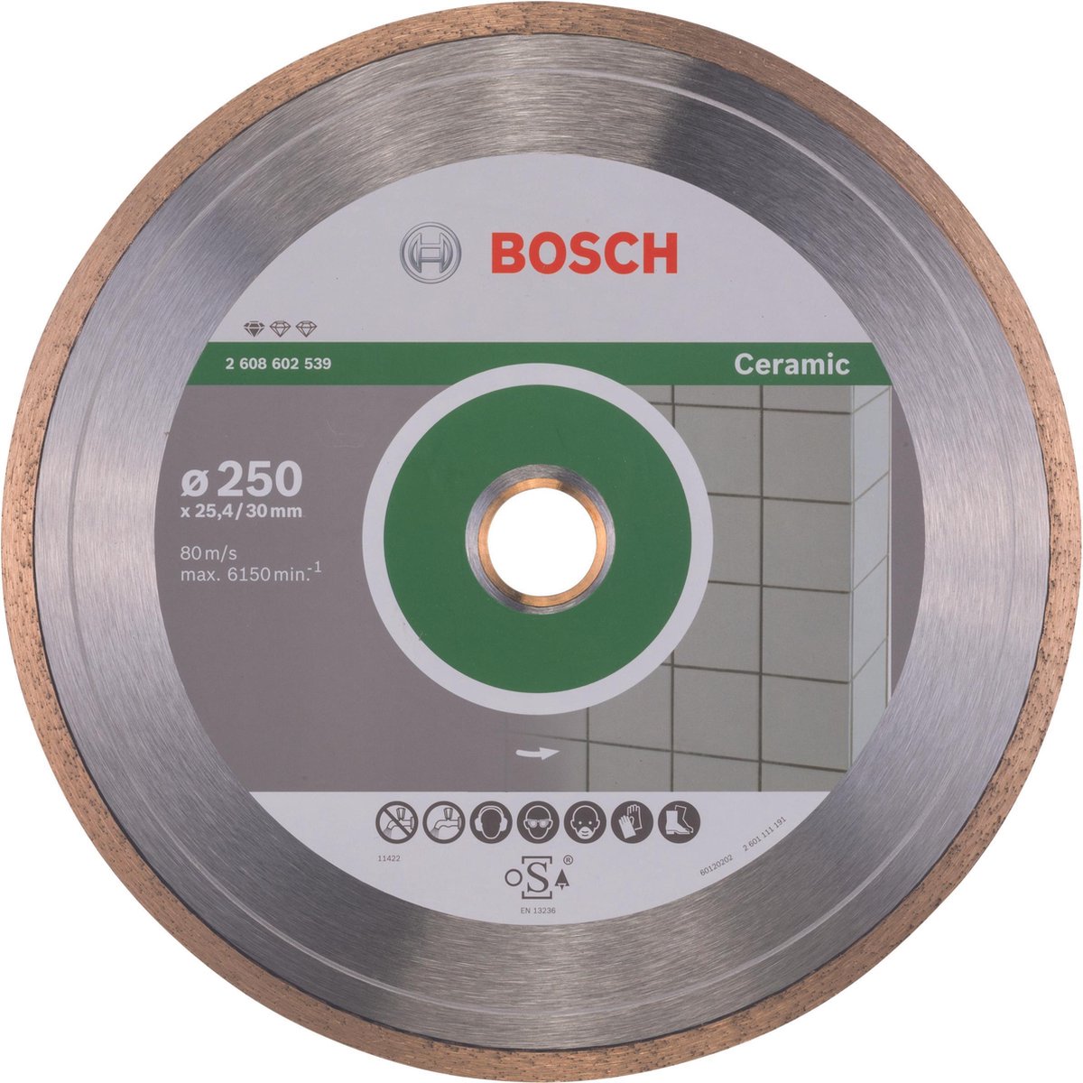 Bosch - disque à tronçonner diamanté standard pour céramique 250 x 30+25,40 x 1,6 x 7 mm
