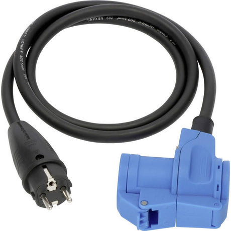 Brennerstuhl câble adaptateur cee camping câble de 1,5 m en noir (fiche de terre et couplage d'angle cee avec prise combinée de terre, 230v 16a, pour une utilisation extérieure permanente, fabriqué en Allemagne)