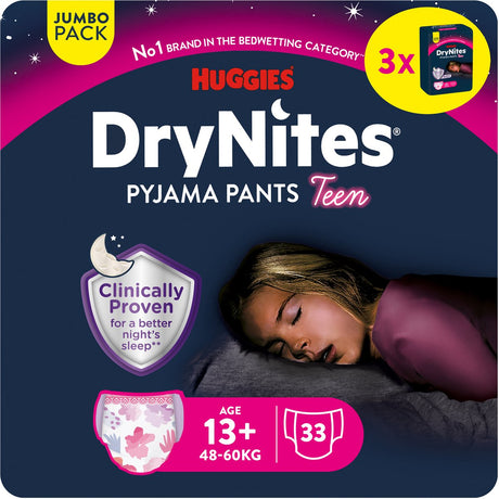 Drynites huggies diaper pants - girls - 13+ years (48 - 60 kg) - 33 night pants - jumbo pack