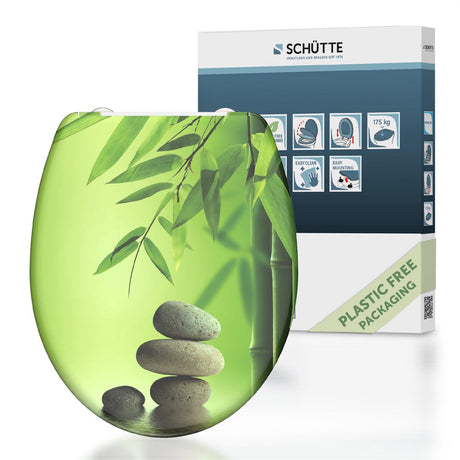 Abattant WC Schütte 82365 jardin vert - duroplast - fermeture amortie - cliquable - charnières en acier inoxydable - capacité de charge jusqu'à 175 kg - décor - impression 3 faces
