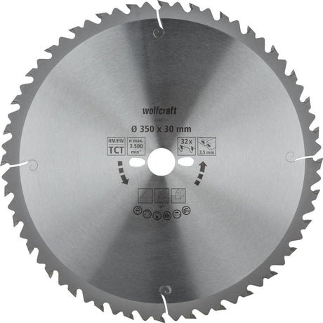 Wolfcraft - lame de scie circulaire pour table de scie 350x30mm - 32 dents - lame de scie pour scie à table - série verte - 6666000