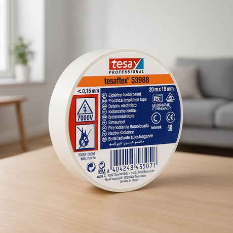 Tesa isolatietape 19mm - 20 meter - wit