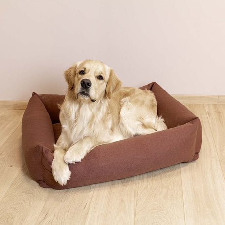 D d home - lit pour chien eden - housse lavable hydrofuge - marron - moyen 90x70x22cm