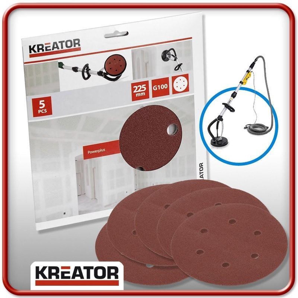 Kreator krt232007 papier de verre rond 225 mm k150